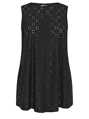 Yours Curve Black Broderie Pleated Swing Vest 2 Pack - Image 8 of 8
