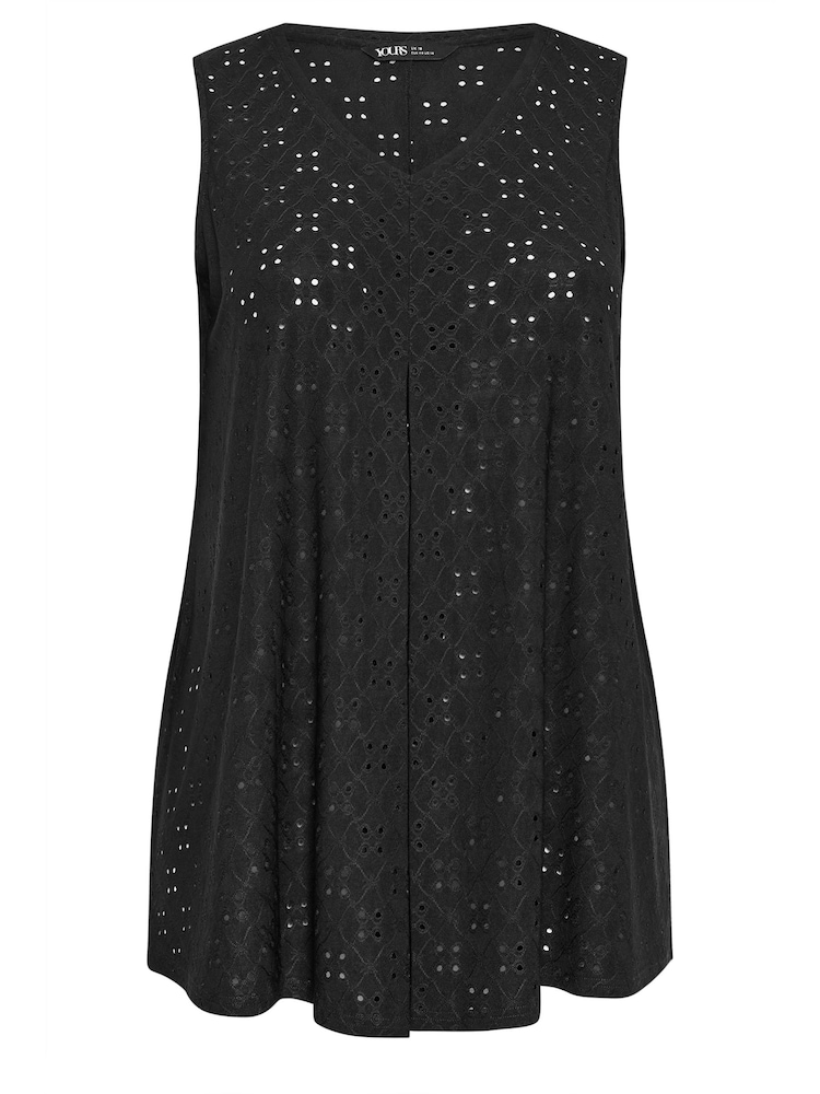 Yours Curve Black Broderie Pleated Swing Vest 2 Pack - Image 8 of 8
