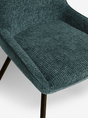 Set of 2 Textured Chenille Dark Slate Teal Hamilton Black Leg Quilted Dining Chairs - Image 10 of 10