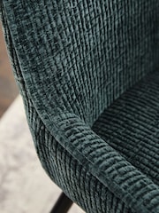 Set of 2 Textured Chenille Dark Slate Teal Hamilton Black Leg Quilted Dining Chairs - Image 3 of 10