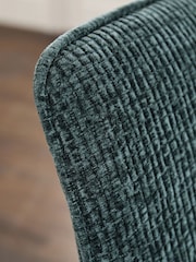 Set of 2 Textured Chenille Dark Slate Teal Hamilton Black Leg Quilted Dining Chairs - Image 4 of 10