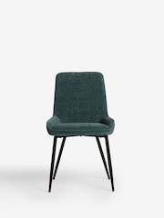 Set of 2 Textured Chenille Dark Slate Teal Hamilton Black Leg Quilted Dining Chairs - Image 6 of 10