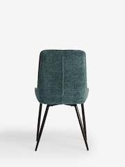Set of 2 Textured Chenille Dark Slate Teal Hamilton Black Leg Quilted Dining Chairs - Image 9 of 10