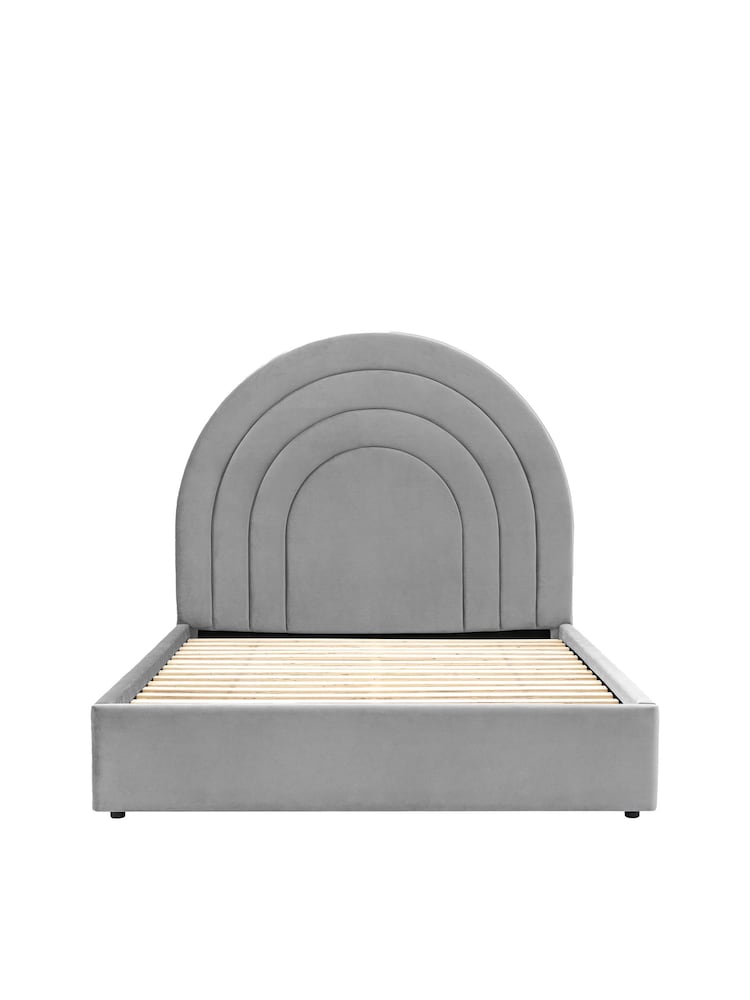 Gallery Home Grey Hawes Upholstered Velvet Bed - Image 1 of 2
