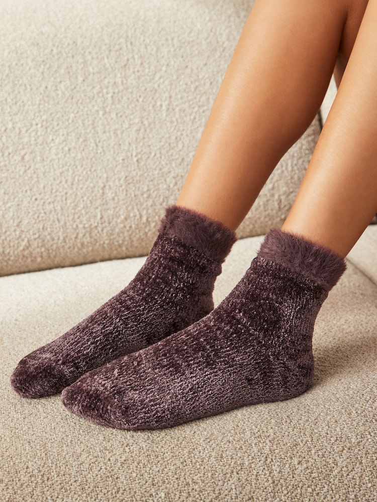 Neutral Velvet Cosy Ankle Socks 4 Pack - Image 2 of 7