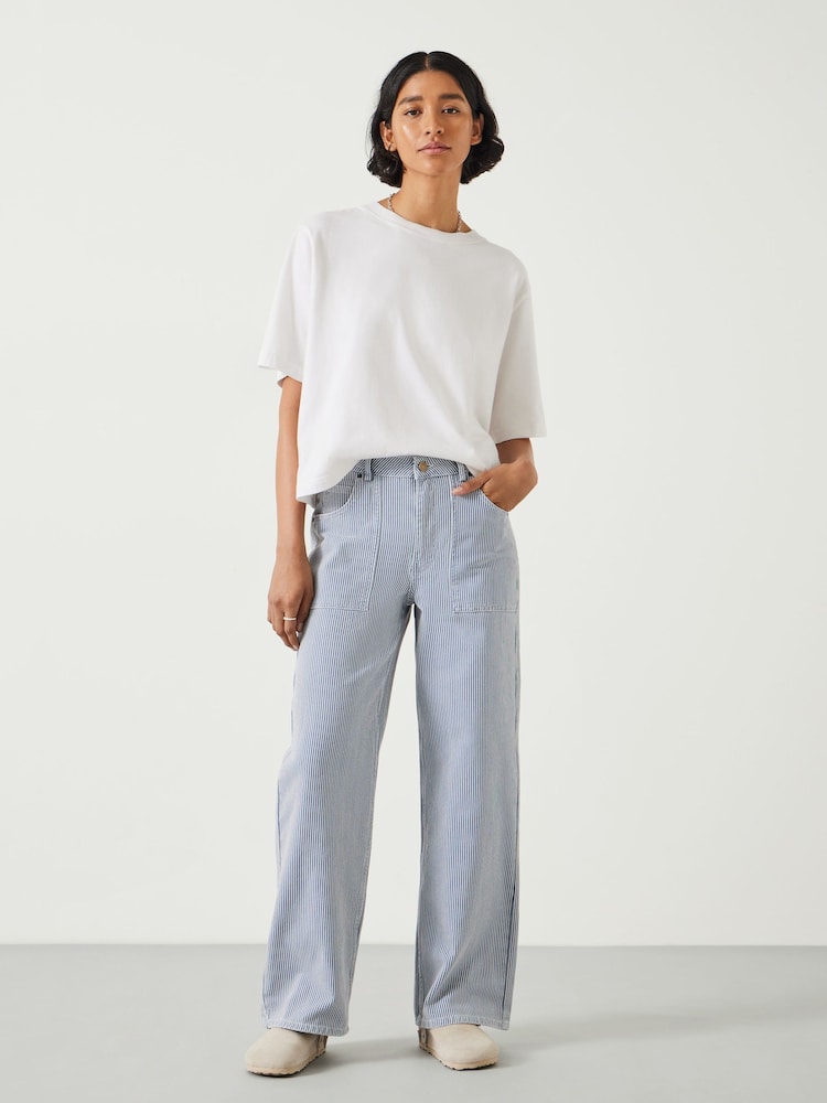 Hush Blue Arizona Striped 100% Cotton Jeans - Image 1 of 5