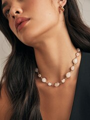 Gold Tone Rose Quartz Stone Necklace - Image 1 of 3