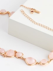 Gold Tone Rose Quartz Stone Necklace - Image 3 of 3