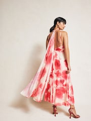 Mango Red Printed Pleated Dress - Image 3 of 7