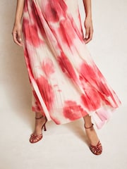Mango Red Printed Pleated Dress - Image 5 of 7