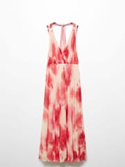 Mango Red Printed Pleated Dress - Image 6 of 7