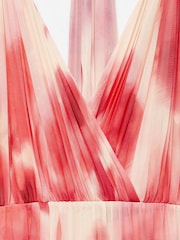 Mango Red Printed Pleated Dress - Image 7 of 7