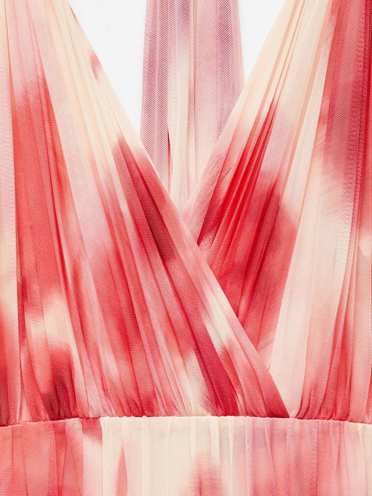 Mango Red Printed Pleated Dress - Image 7 of 7