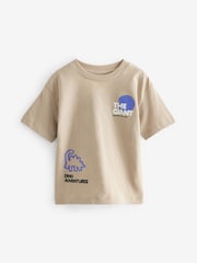 Neutral Dinosaur Back Print 100% Cotton Short Sleeve T-Shirt (3mths-7yrs) - Image 3 of 5