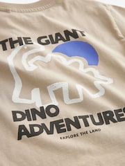 Neutral Dinosaur Back Print 100% Cotton Short Sleeve T-Shirt (3mths-7yrs) - Image 5 of 5