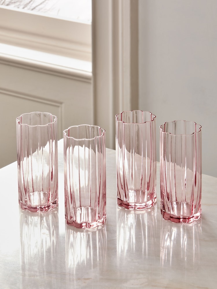 Ottilie Pink Tumbler Glasses Set of 4 Tall Tumbler Glasses - Image 2 of 4