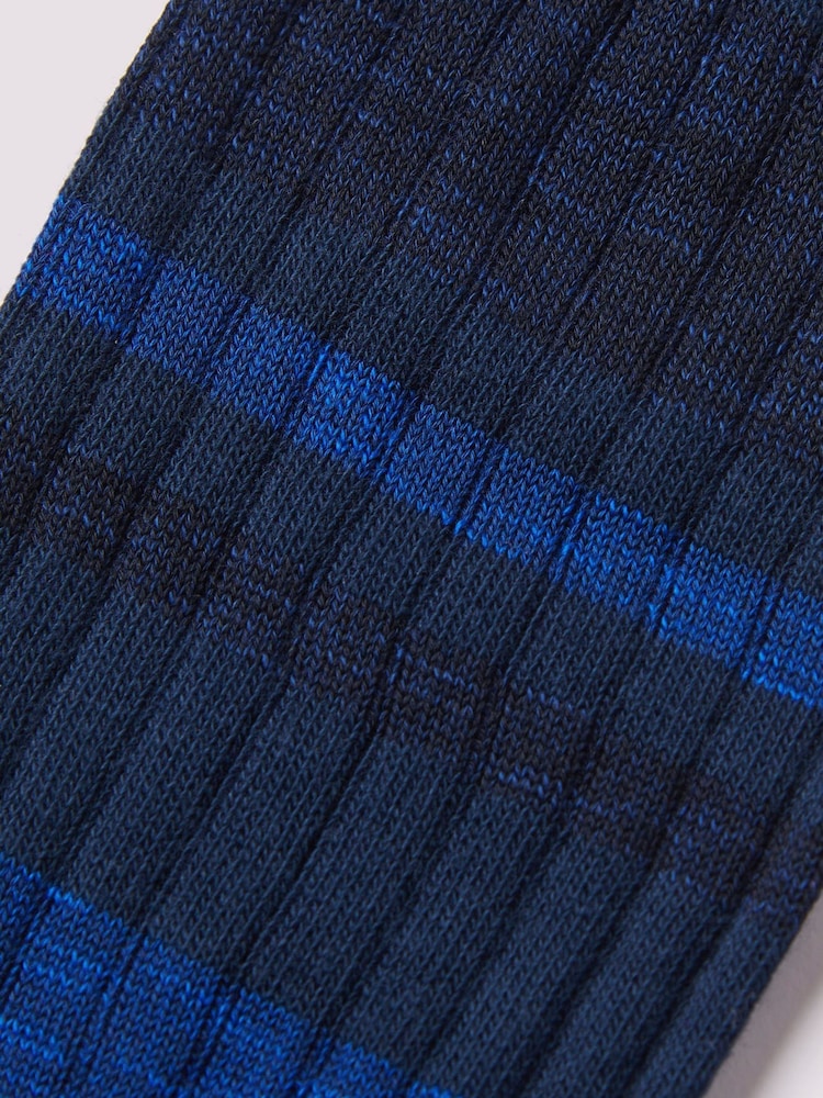 Duchamp Blue Mens Melange Stripe Socks - Image 2 of 3