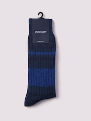 Duchamp Blue Mens Melange Stripe Socks - Image 3 of 3