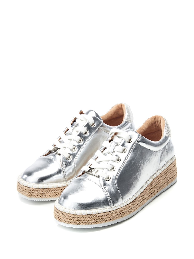 srebrna (barva); srebro - Moda in Pelle Breely Mini čevlji s polno peto Woven Sole Športni copati - Slika 2 iz 4