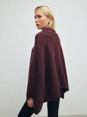 Berry Red Collared Poncho - Image 3 of 4