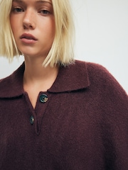 Berry Red Collared Poncho - Image 4 of 4