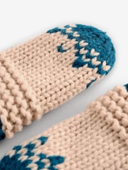 Blue Fairisle Pattern Hat And Mittens Set (3mths-10yrs) - Image 2 of 3