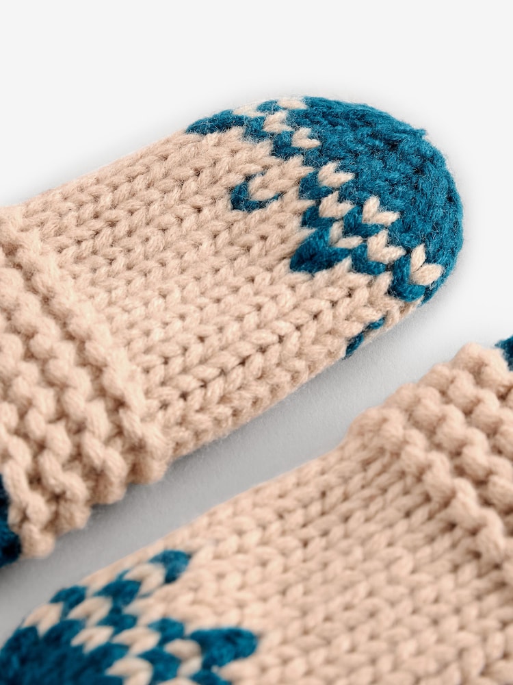 Blue Fairisle Pattern Hat And Mittens Set (3mths-10yrs) - Image 2 of 3