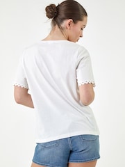 Roman White Cotton Ric Rac Detail T-Shirt - Image 3 of 4