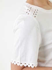 Roman White Cotton Ric Rac Detail T-Shirt - Image 4 of 4
