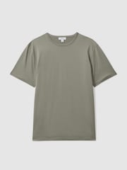 Reiss Vetiver Caspian Mercerised Cotton Crew Neck T-Shirt - Image 2 of 5