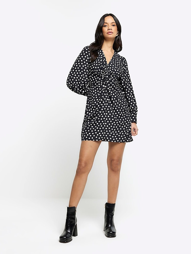 River Island Black Knot Detail Mini Dress - Image 2 of 6 River Island Black Knot Detail Mini Dress - Image 2 of 6