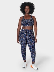 Sweaty Betty Black Coral Texture Print 7/8 Length Aerial Core Workout Leggings - Image 6 of 8