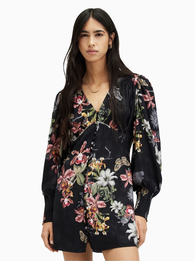 AllSaints Black Auden Sanibel Dress - Image 1 of 6