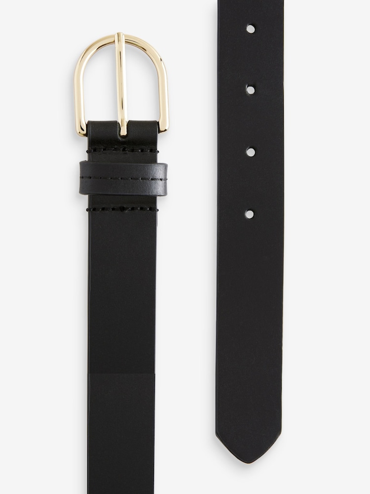 Black/Gold Regular Leather Belt - Image 3 of 3 Black/Gold Regular Leather Belt - Image 3 of 3
