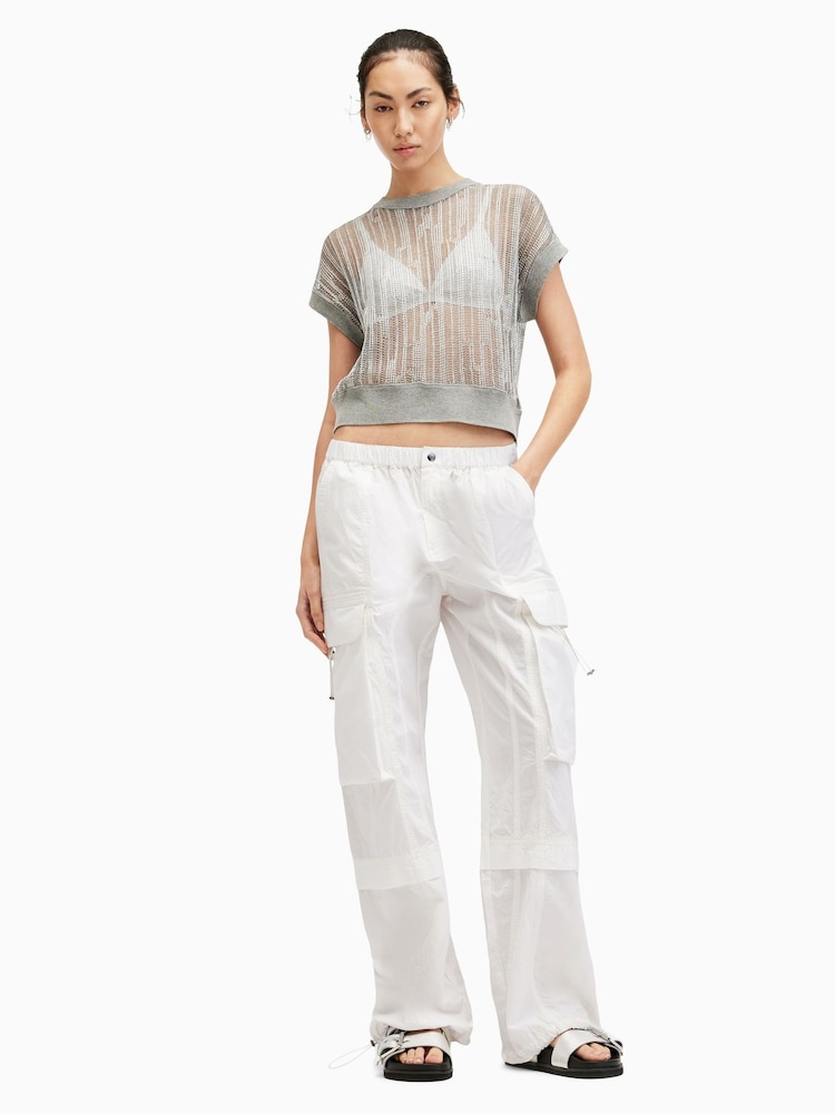 AllSaints White 100% Cotton Barbara Trousers - Image 1 of 7
