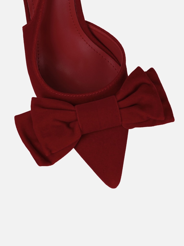 Simmi London Burgundy Velvet Toppaz Bow Detail Slingback Court Shoes - Image 4 of 4 Simmi London Burgundy Velvet Toppaz Bow Detail Slingback Court Shoes - Image 4 of 4