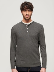 Superdry Grey 100% Cotton Long Sleeve Jersey Grandad Top - Image 1 of 6