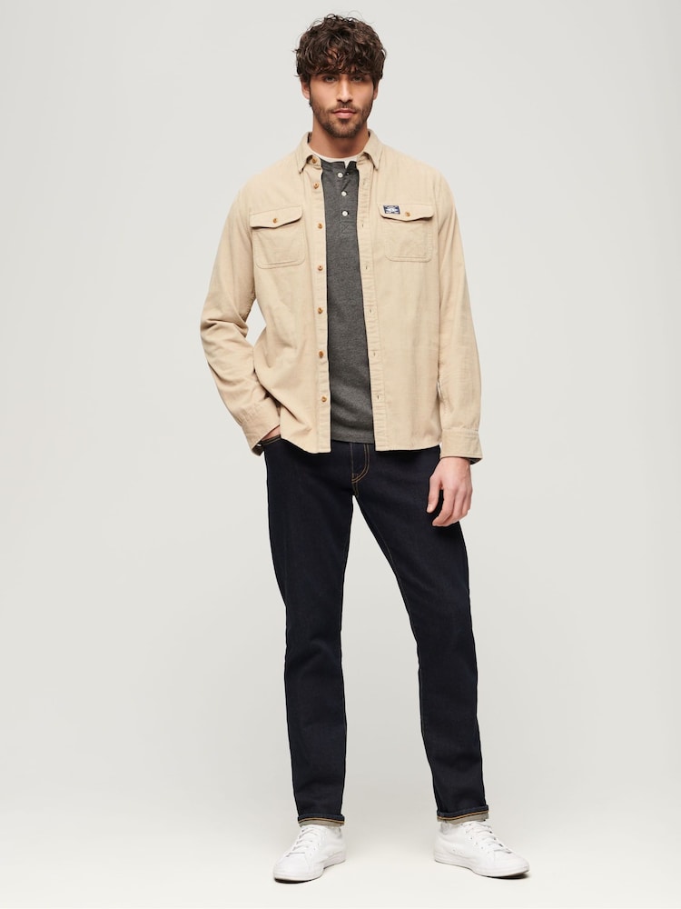 Superdry Grey 100% Cotton Long Sleeve Jersey Grandad Top - Image 2 of 6