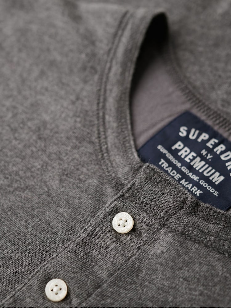 Superdry Grey 100% Cotton Long Sleeve Jersey Grandad Top - Image 6 of 6