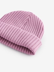 Lilac Purple Rib Beanie Hat (1-16yrs) - Image 3 of 3