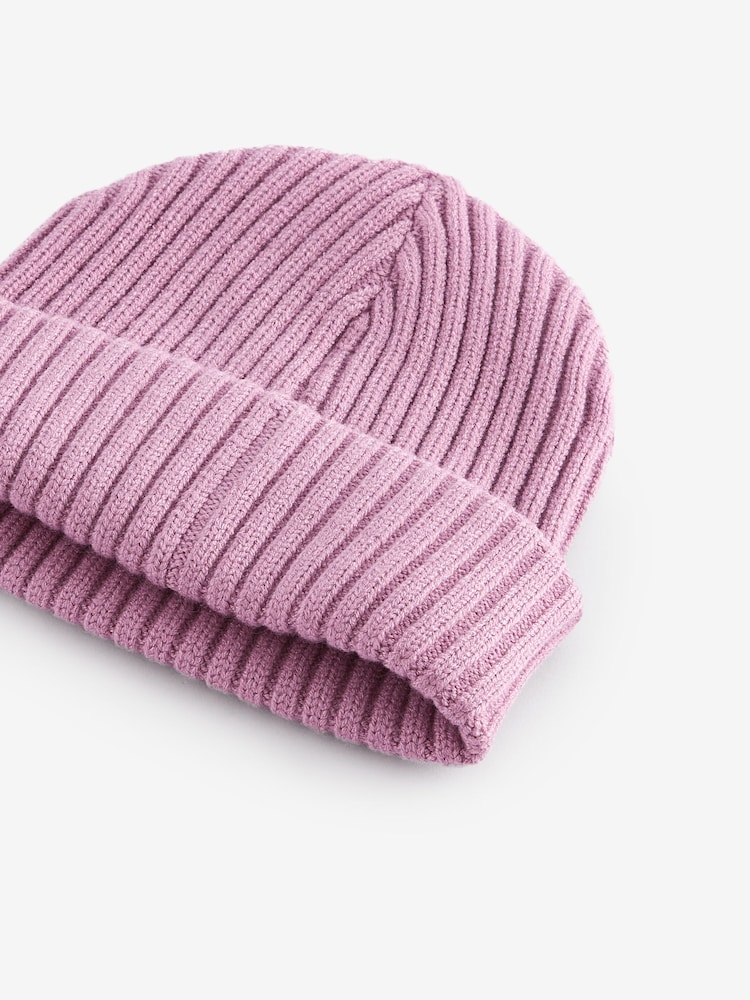Lilac Purple Rib Beanie Hat (1-16yrs) - Image 3 of 3 Lilac Purple Rib Beanie Hat (1-16yrs) - Image 3 of 3