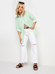 Yours Curve Green White & Stripe Print Boyfriend Shirt - Image 3 of 6