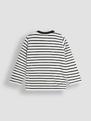 JoJo Maman Bébé Ecru Navy Stripe Tractor & Highland Cow Applique Top - Image 2 of 3