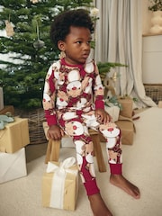 Red Reindeer 100% Cotton Single Christmas Pyjamas (9mths-10yrs) - Image 2 of 8