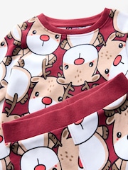 Red Reindeer 100% Cotton Single Christmas Pyjamas (9mths-10yrs) - Image 6 of 8
