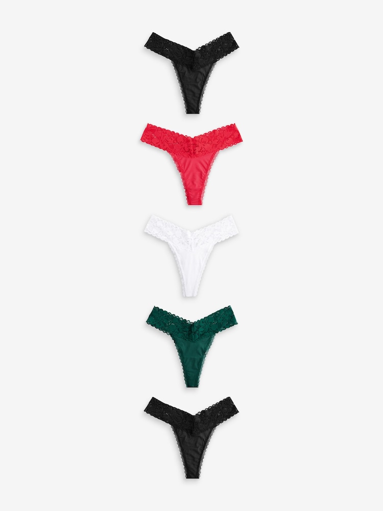 Rot/Grün - Slip mit floraler Spitze, 5er Pack - Bild 1 von 10 Rot/Grün - Slip mit floraler Spitze, 5er Pack - Bild 1 von 10