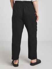 Simply Be Black Tie Waist Tapered Linen Trousers - Image 3 of 4
