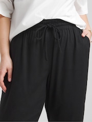 Simply Be Black Tie Waist Tapered Linen Trousers - Image 4 of 4