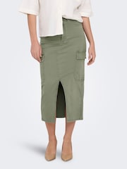 ONLY Green Utility Midi Skirt With Front Split - Image 2 of 8