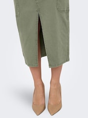 ONLY Green Utility Midi Skirt With Front Split - Image 3 of 8